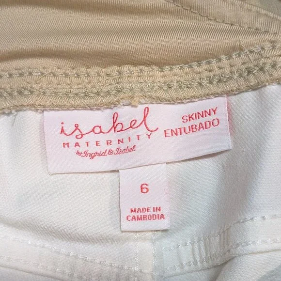 Isabel Maternity White Crossover Panel Skinny Maternity Jeans, Size 6, EUC! - Picture 5 of 5